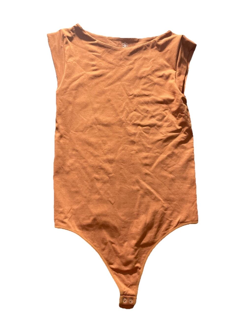Aura Burnt Orange Tank Top Body Suit With Snap Buttons Size S/M